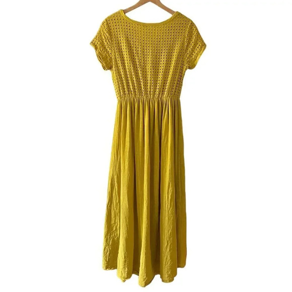 Kaktus Boho Eyelet Oversized V-neck Midi Dress Size S - Picture 4 of 5